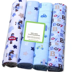 4pcs/ Pack 102*76CM 100% Cotton Super Soft Flannel Receiving Baby Blanket Newborn Baby Swaddle Baby Bedding sheet Flannel Diaper