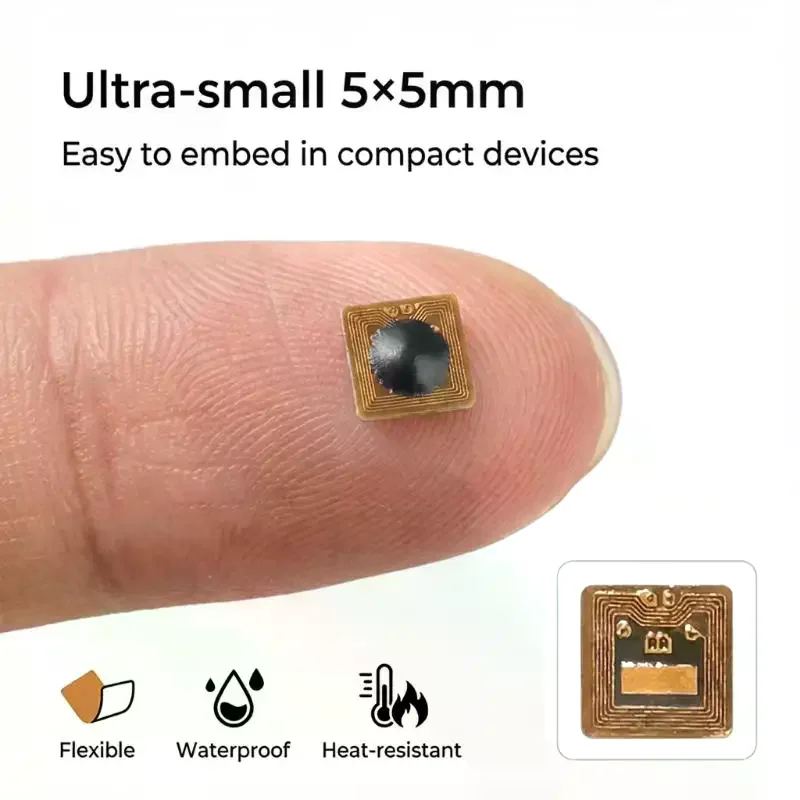 1/5/10PCS Programmable 5*5mm Micro FPC NFC RFID Tag Sticker 1mm Reading Range For Access Control And Supply Chain Management