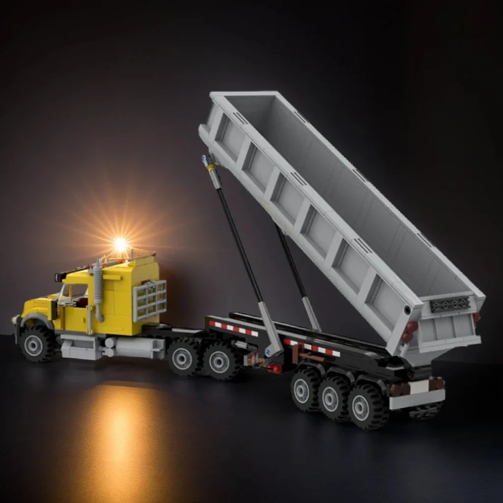 

520pcs MOC Dump Truck Construction Vehicle with Tilting Trailer DIY Model Building Blocks Birthday Toys Gift for Truck Fans