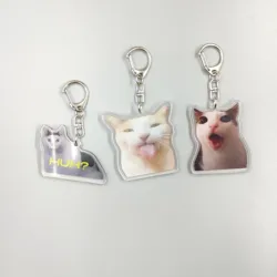 Viral Video Memes Series Of Keychains -huh Cat Confused Shocked Cat,cat Crunching, Also Known As crunchy Cat, cat Crunching, c