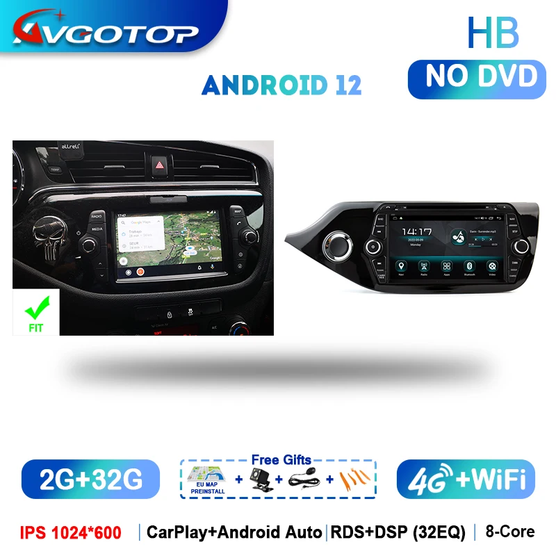 Android Car Radio Multimedia & OEM Style for Kia Ceed Ceed 2 JD 2012-2018 LHD Wireless Carplay Auto 4G Wifi GPS DSP RS UI