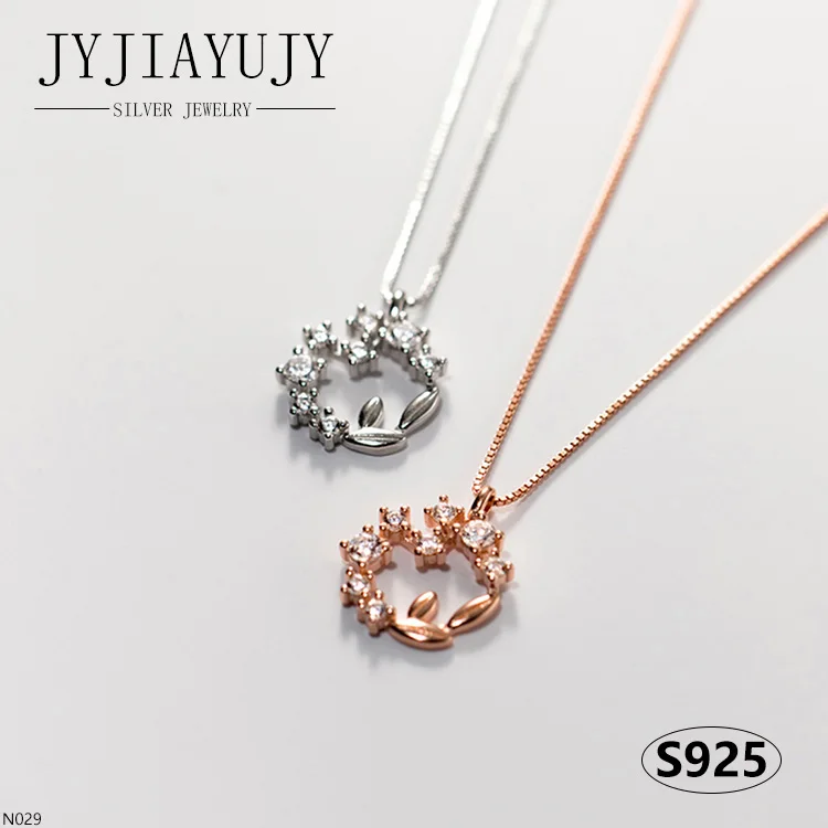 

JYJIAYUJY 100% Sterling Silver S925 Necklace White Zircon Garland Shape 2 Colors Trendy Hypoallergenic Women Jewelry Gift N029