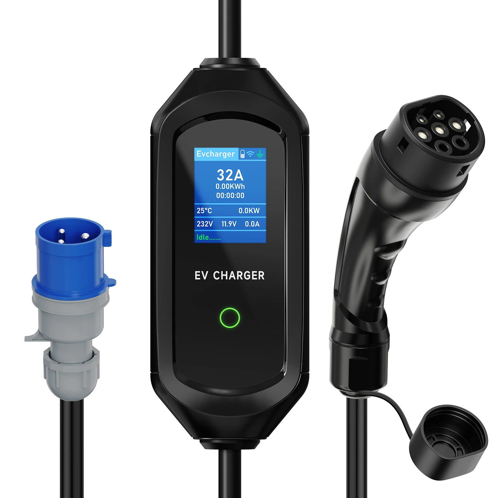 AFEEV 7KW 32A 1-Phasen Tragbares EV-Ladegerät Typ2 Elektroauto-Ladegerät EVSE Schnellladekabel WiFi APP Bluetooth-Steuerung