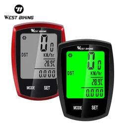 WEST BIKING Bike Computer Wireless Wired Speedometer Odometer Waterproof LCD Backlight Cycling MTB Bicycle Computer Stopwatch