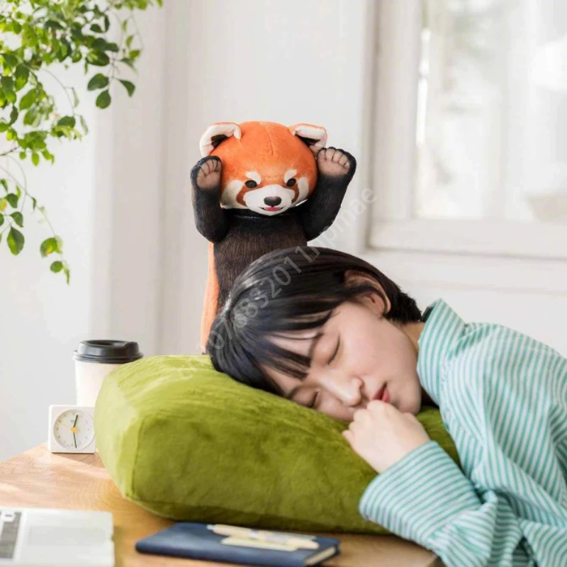 Siesta-Cute Cartoon Raccoon Cushion Pillow, Plush Doll, Red Panda, Creative Home Gift, Ornament