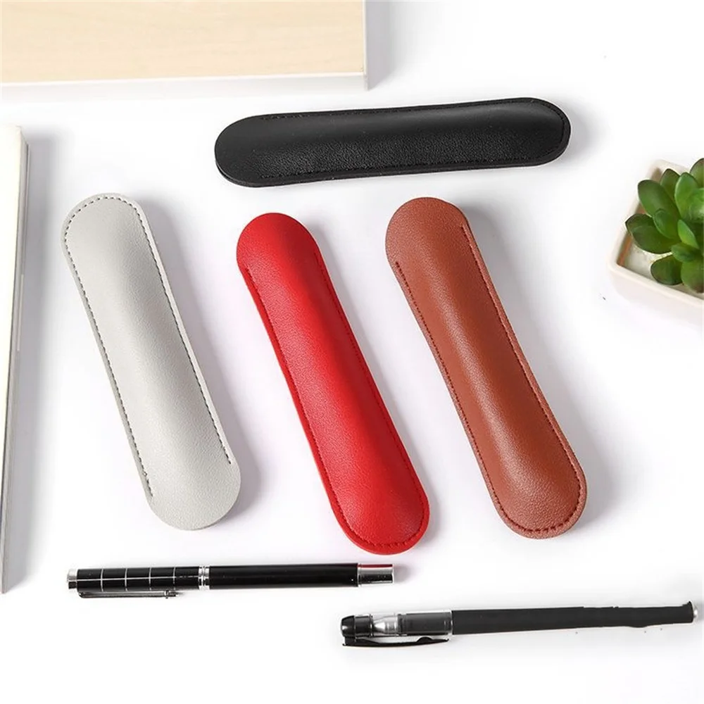 PU Leather Pen Protection Cover Holder Soft Pencil Case Writing Materials Pencilcase Stationery Office School Supplies Gift