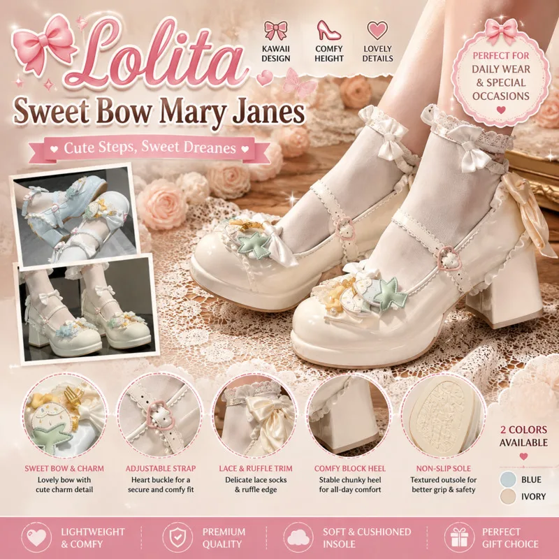 Lolita Shoes Women Mary Jane, Platform Shoes Sweet Strawberry Bowknot, High Heel Princess Cosplay Tea, Party Size 41 42 Footwear