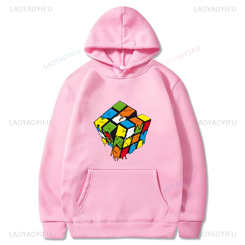 Rubik's Cube game classic graphics hooded long-sleeved hoodie daily men and women can wear round collar street warm clothing