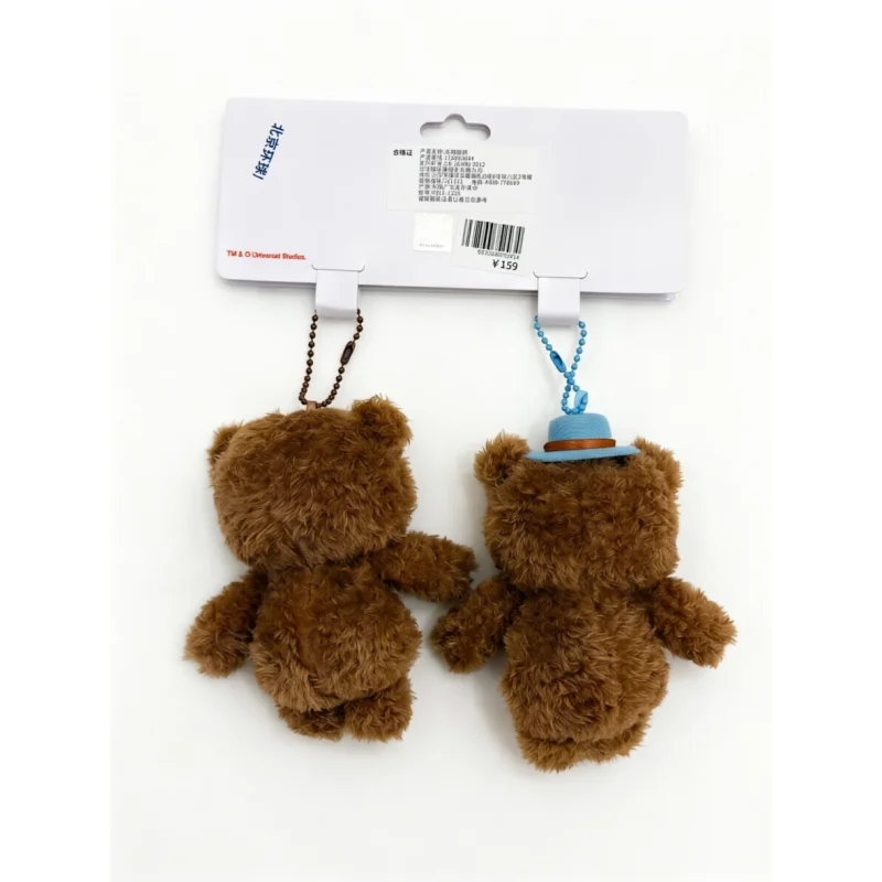 Universal Beijing Resort Minions Bob & Tim Bear Plush Doll Bag Pendant, Cute Couple Keychain Set