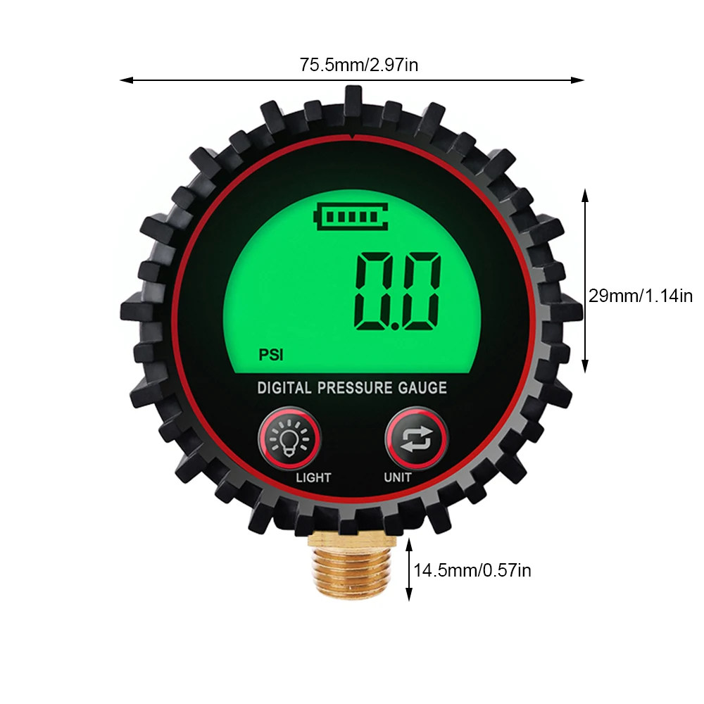 Digital Tire Pressure Gauge High Precision 3-255PSI Backlight LCD Display Thread Air Pressure Gauge Ffor Car Pressure Tester