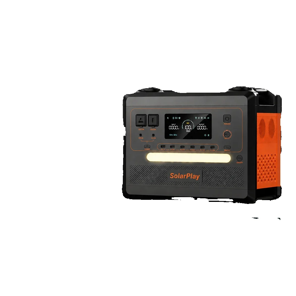 Solarplay Q2402M – przenośna stacja zasilania o mocy 2500 W i pojemności 2304 Wh, z akumulatorem LiFePO4, generator solarny, szybkie ładowanie w 1,5 godziny, 4 gniazda AC, idealna do użytku domowego, — 2