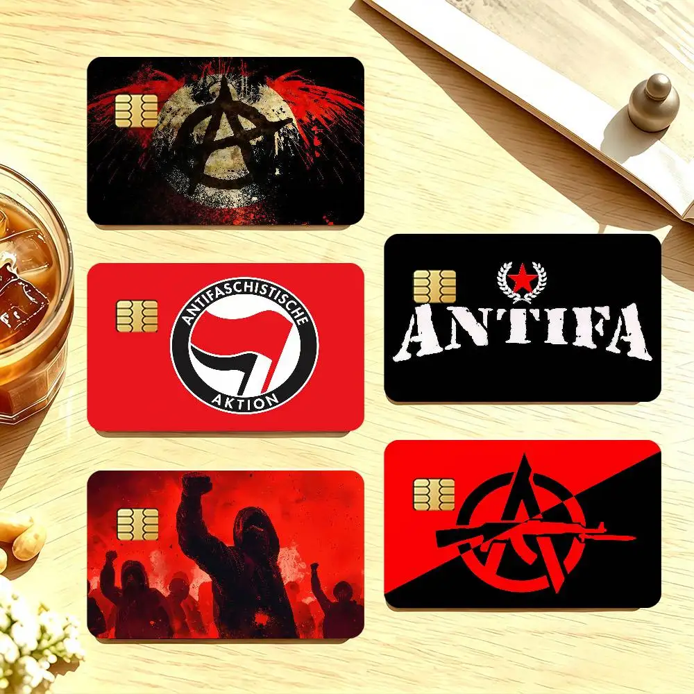 Accion Antifascista Credit Card Public Transportation Cards Sticker Waterproof Card Face Decoration 4PCS