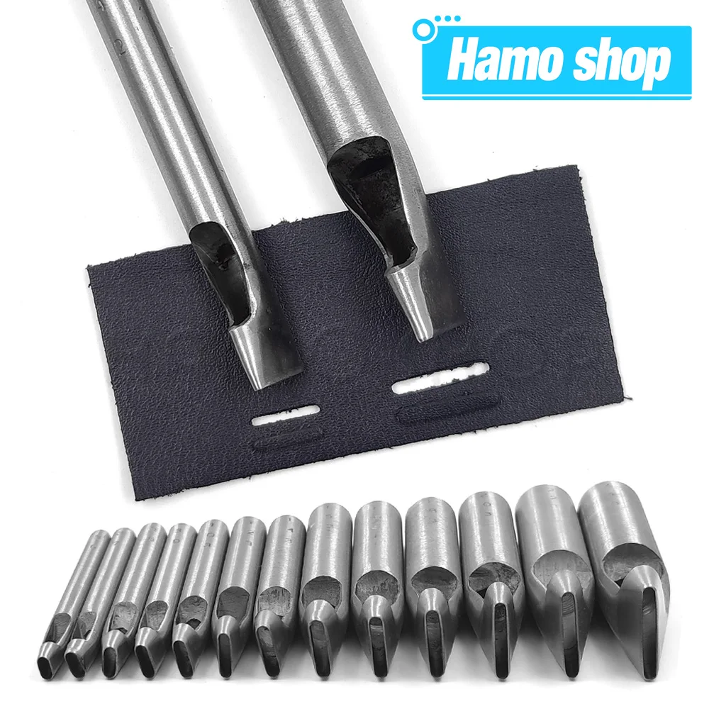 2mm/3mm Width Leather Oval Shape Hole Punch Leather Tools Steel Craft Hollow Hole Punch Leather Belt Hole Punch DIY Tool for bag