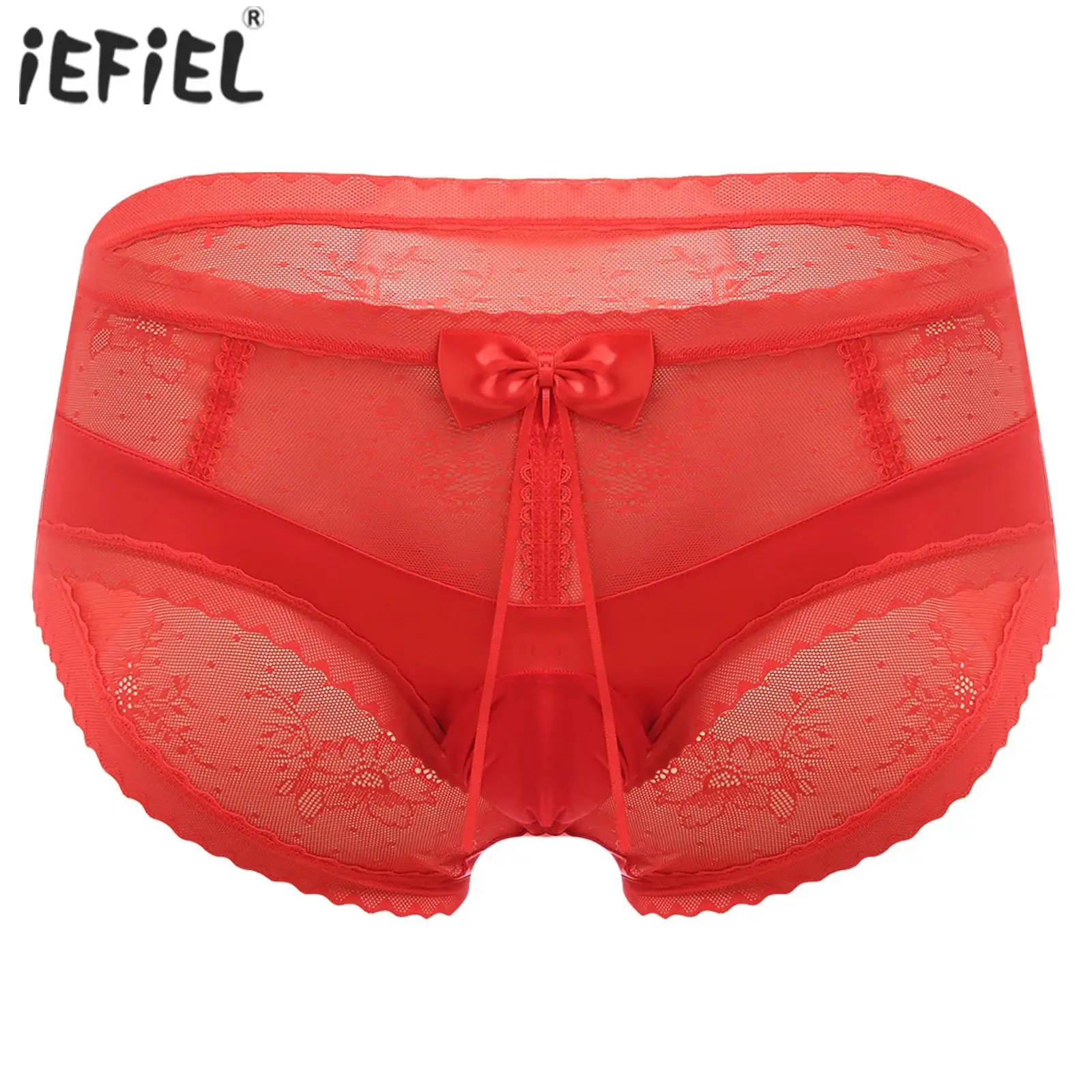 

Mens Lingerie Sissy Panties Sexy Anime Sweet Underwear Bulge Pouch Cute Bow Floral Lace Sheer Sissy Crossdressing Briefs