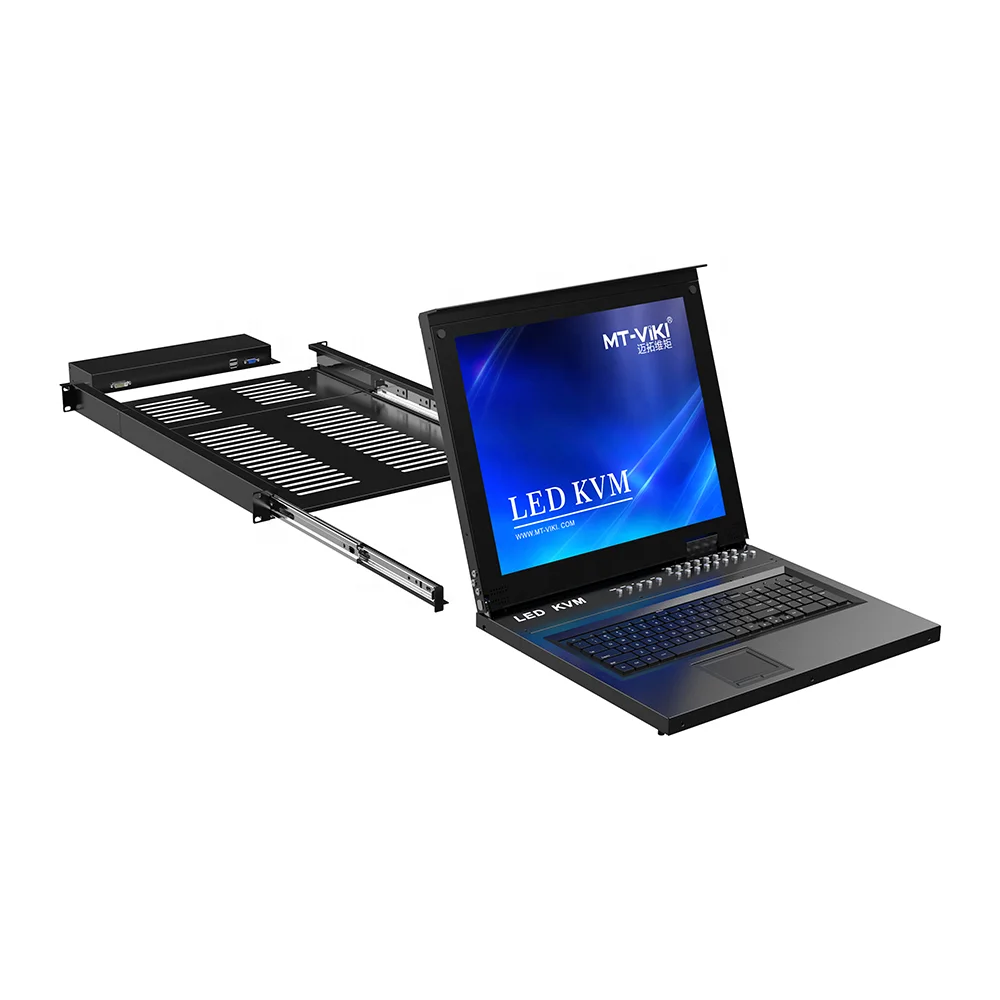 

17'' LED 16 Port Rackmount KVM Switch Console Drawer + 16-pack Cables, MT-VIKI USB VGA LCD KVM Switch 16 in 1 Out
