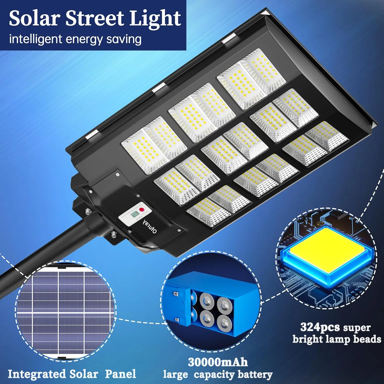 3000W Solar Street Light Outdoor, 238000LM Solar Street Light Parking Lot Lights Commercial Dusk to Dawn, 6500k IP67 Wate