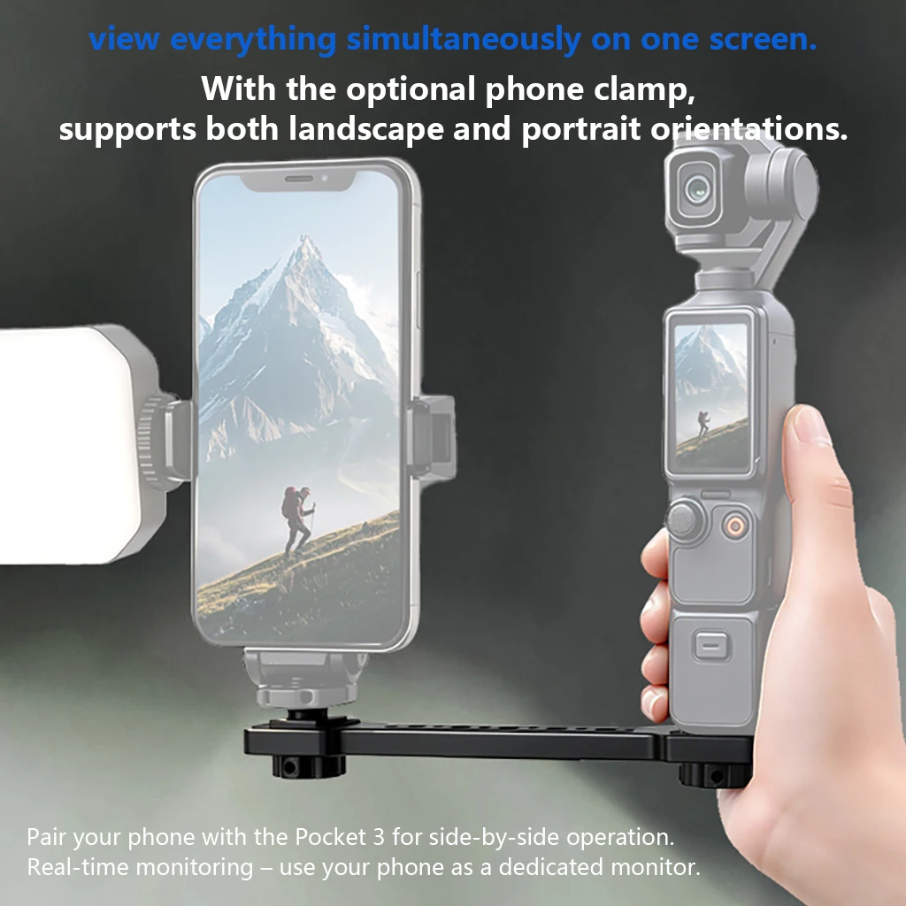 Universelle Action-Kamera-Verlängerungsstange Videohalterung mit 1/4-Zoll-Schraube für DJI Pocket 4 Mikrofon-Licht-Halter Videoaufnahme-Zubehör – Detail 2