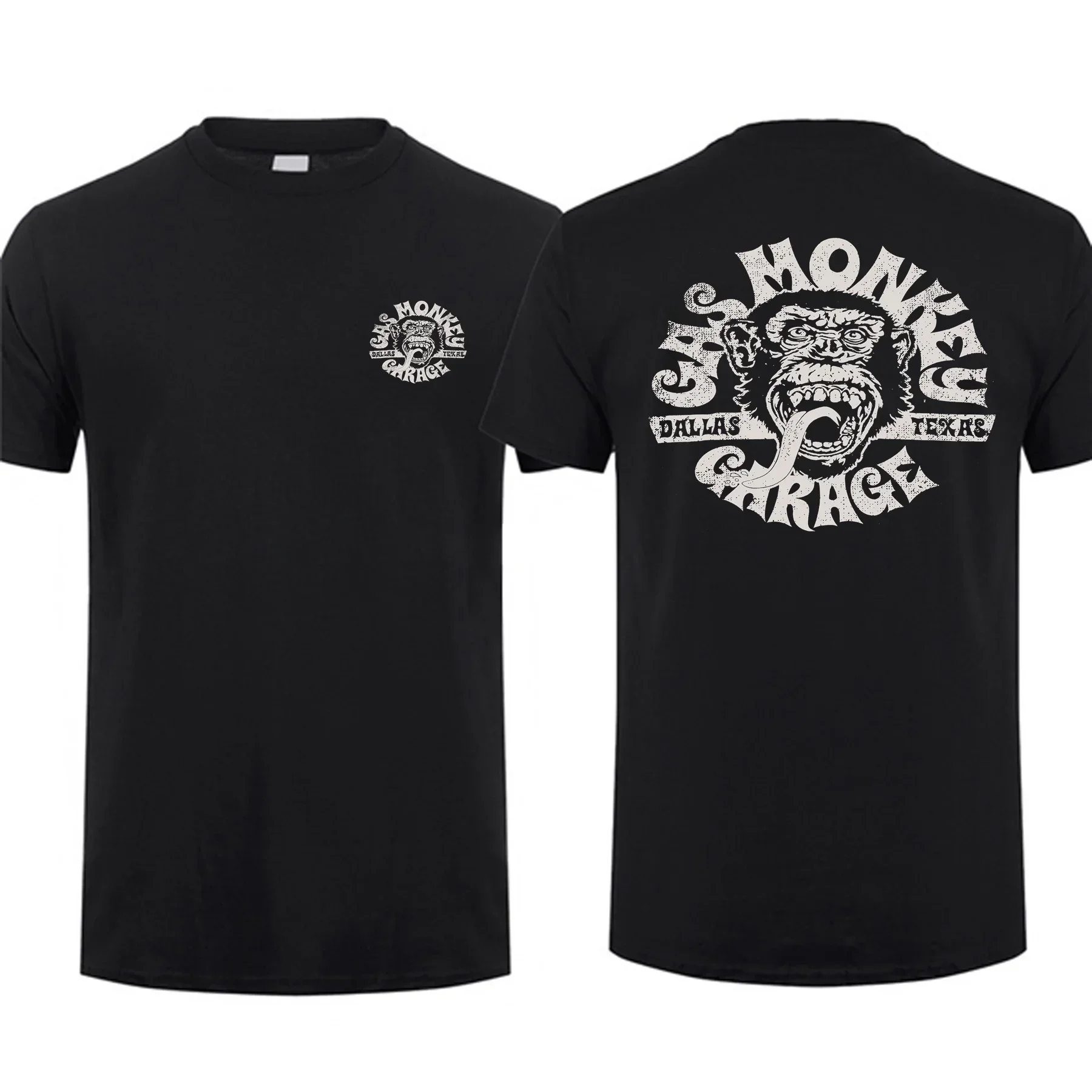 2024 Summer Amazing Male T-Shirt Mens 100%Cotton Tshirts Double Sided Gas Monkeys GarageTops Streetwear Graphiiccs Print Man