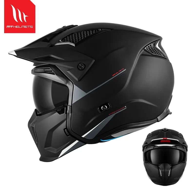 خوذات MT Streetfighter SV Motocross خوذات نصف وجه تروس للطرق الوعرة قابلة للإزالة الذقن كاسكو 3 هدايا للفصول الأربعة Mt Casque Moto #2