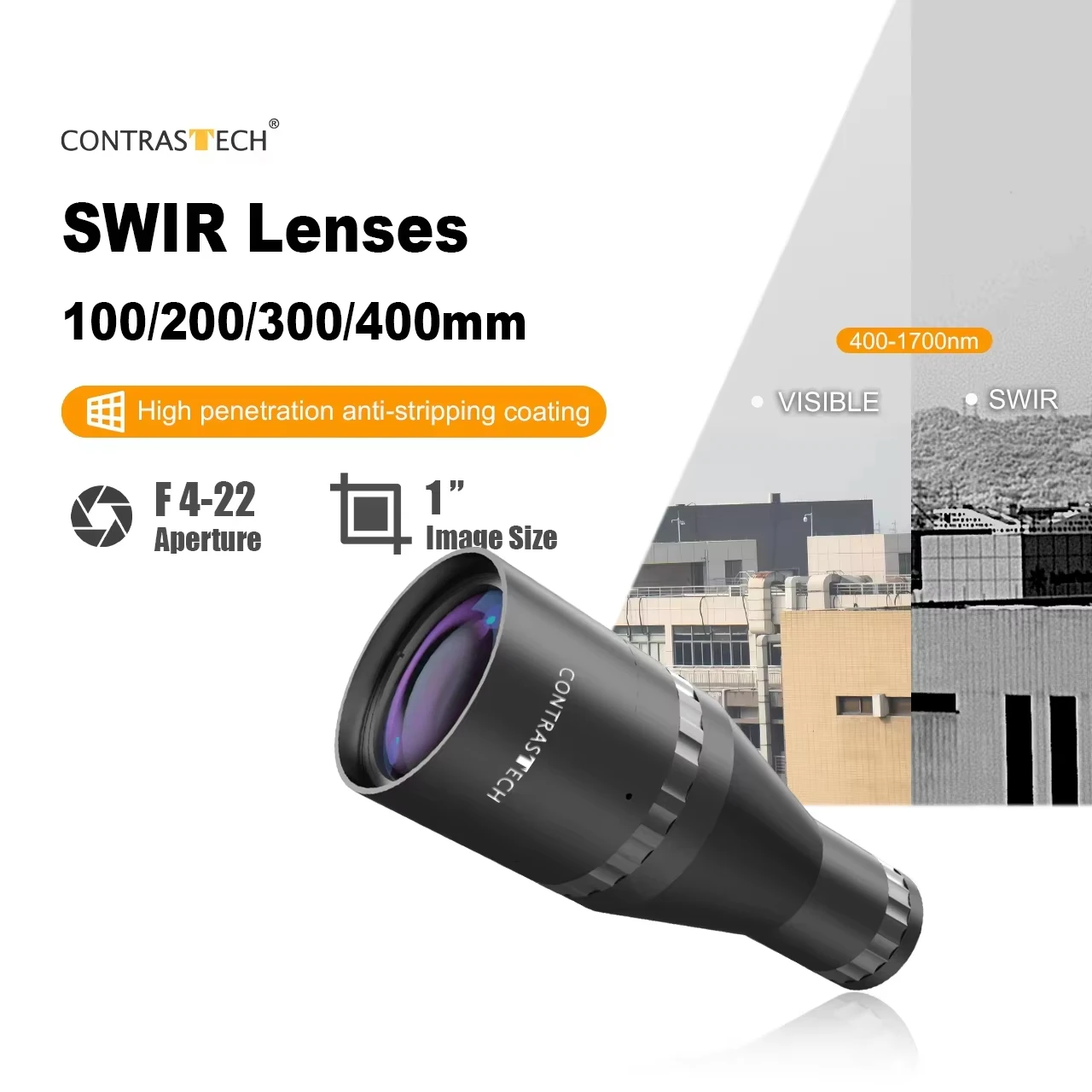 900-1700nm 1'' SWIR 200mm InGaAs High MTF Lens for Food Quality Inspection Fruit Sorting Moisture Detection Industrial Imaging