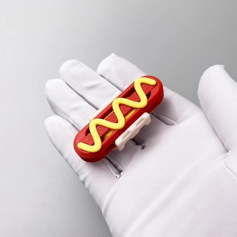 Novel Hot Dog Bun EDC Fidget Slider Creative Plastic EDC Fidget Toys Mechanical Magnetic Push Haptic Slider Idea Gifts for Adult
