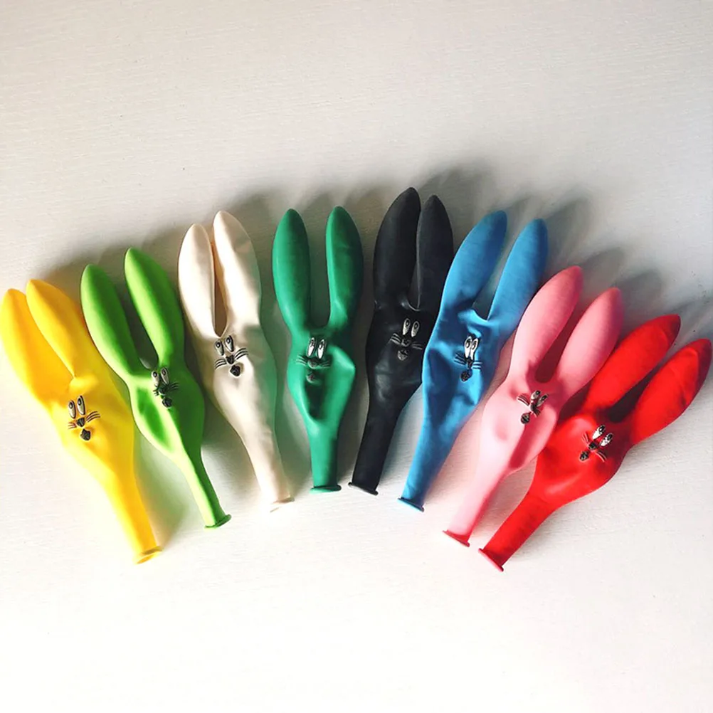 

25Pcs Creative Big Head Rabbit Balloon Bunny Decor 12 Inches for Birthday Party Photo Props Mixed Colors Rabbit Balloon