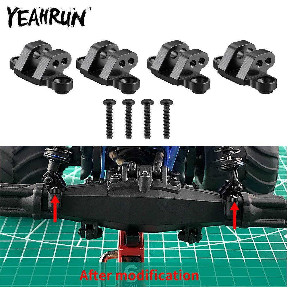 YEAHRUN Aluminum Alloy Adjustable Lower Shock Absorber Link Mount for Mini LMT 4X4 Brushed 1/18 Monster Truck RTR Upgrade Parts