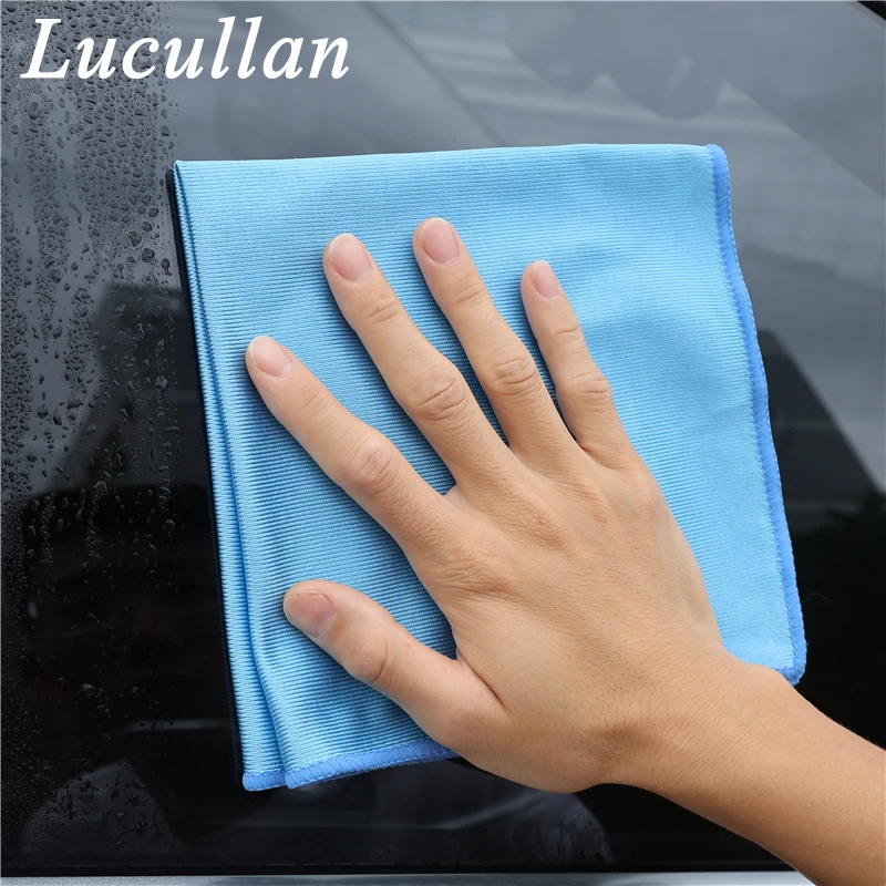 Lucullan Dual Texture Premium Glass Towel Streak&Lint Free Quickly Clean Glass,Window, Mirror,Chrome