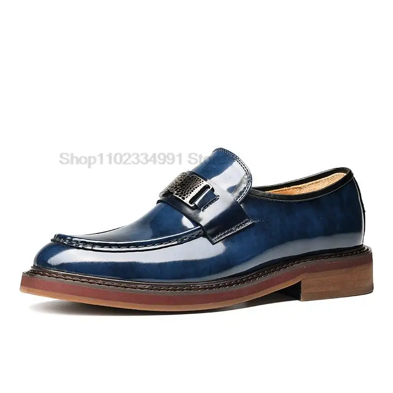 HNXC Fashion Men Loafers Luxury Genuine Leather Slip On Black Blue Formal Men Dress Shoes Office Wedding Casual Men Oxford Shoes