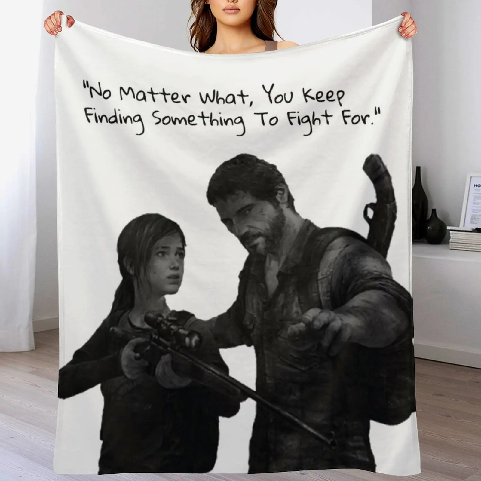 Joel and Ellie (TLOU) No Matter What Art Throw Blanket Large Decoratives Blankets For Sofas Flannel Fabric Blankets