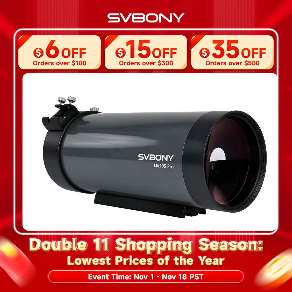 SVBONY MK105 Pro 105mm Maksutov-Cassegrain OTA Telescope 99% Dielectric Coatings Dual Dovetail Mount for Moon Planet Imaging