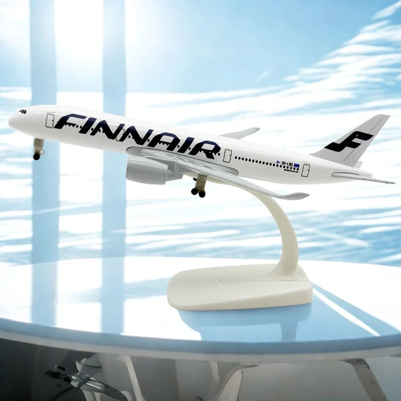 Tischdekoration, 20 cm, Maßstab A350, Finnair, Modellflugzeug, Schreibtischzubehör, Flugzeuge, Modellbausatz, Druckguss-Displays aus Metalllegierung