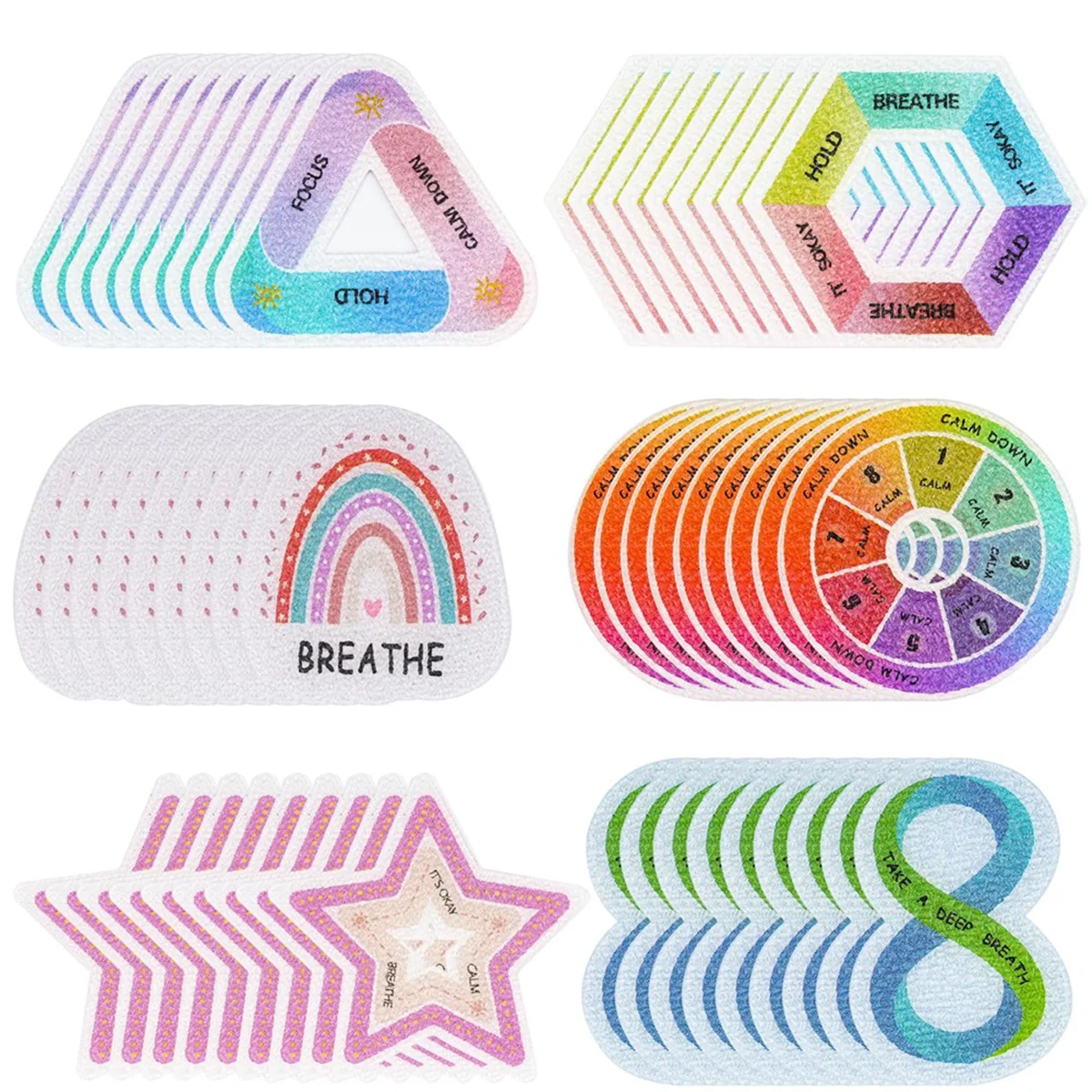 60 Pcs Calm Strips,Anxiety Sensory Stickers,Breath Strips,Anxiety Relief Items for Mood Calming Stress Relief Stickers