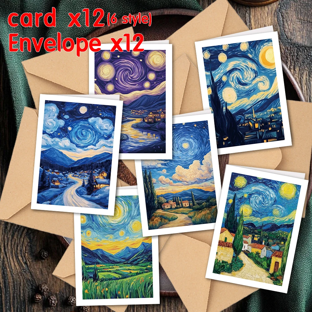 24-teiliges Grußkarten-Set mit Sternennacht-Illustration und Umschlägen, DIY-Einladungskarten, multifunktionaler Spaß, Express Love