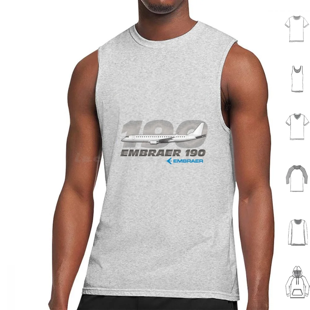 Erj-190 Tank Tops Print Cotton Embraer Airplane Aviation Jet Regional Plane Airways Flying Fly Flight Pilot