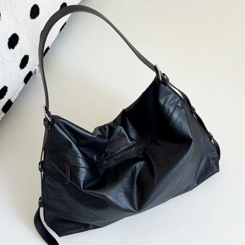 

Korean Casual Large Capacity Trench Pocket Tote Bags For Women Luxury Designer Handbags Purses 2026 New In PU Shoulder Crossbody