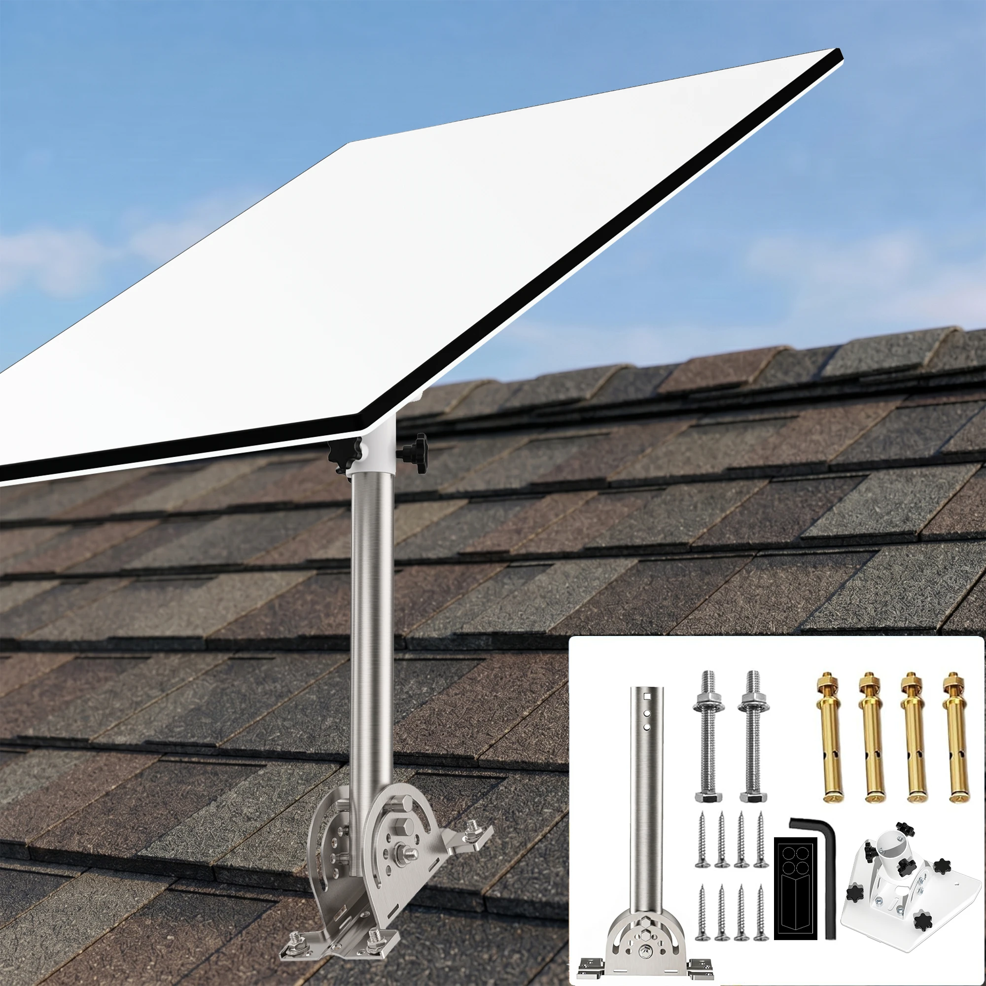 Starlink Gen 3 Wall Mount Bracket,160° Tilt,Heavy-Duty Roof  Pole Mount,with Pole & Pipe Adapter,for Standard 4X,Enterprise Dish