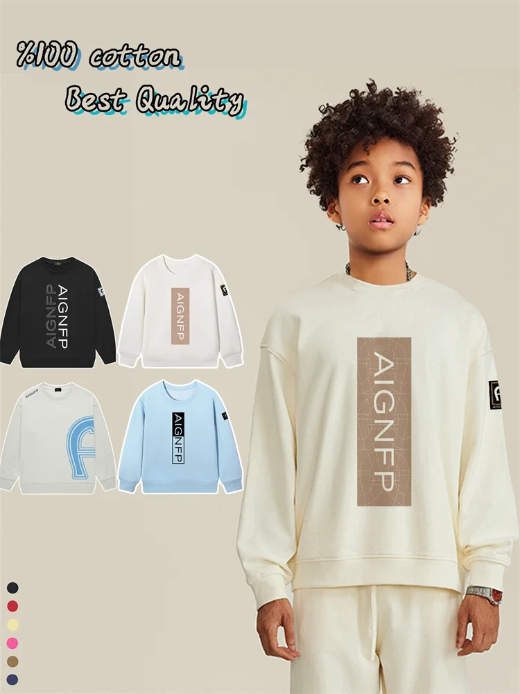 

Trend Kids winter clothes Cotton Warm long sleeves letter print pullover casual Boys sweatshirt Fall New Teen hoodie Child Wear