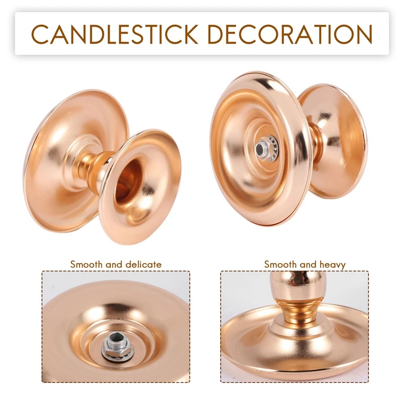 N85R-2Pcs Metal Candle Holder Gold Candelabra Fashion Wedding Candle Stand Exquisite Candlestick Table Home Party Christmas Deco