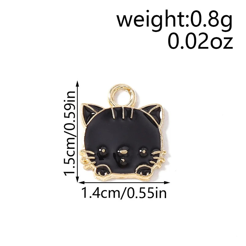 Tusember 20 Stück 14*15mm Niedliche Katzen-Anhänger Emaille Tier-Katzen-Charms für Ohrringe, Armbänder, Halsketten, Anhänger, Schmuckherstellung – Detail 3