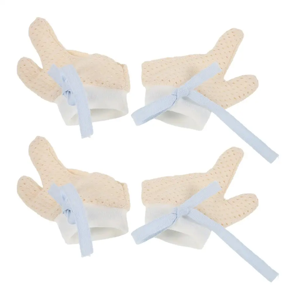 

2 пары перчаток для защиты пальцев, мягкие хлопковые защитные приспособления для большого пальца, сосание большого пальца, перчатки для новорожденных, легко чистящиеся