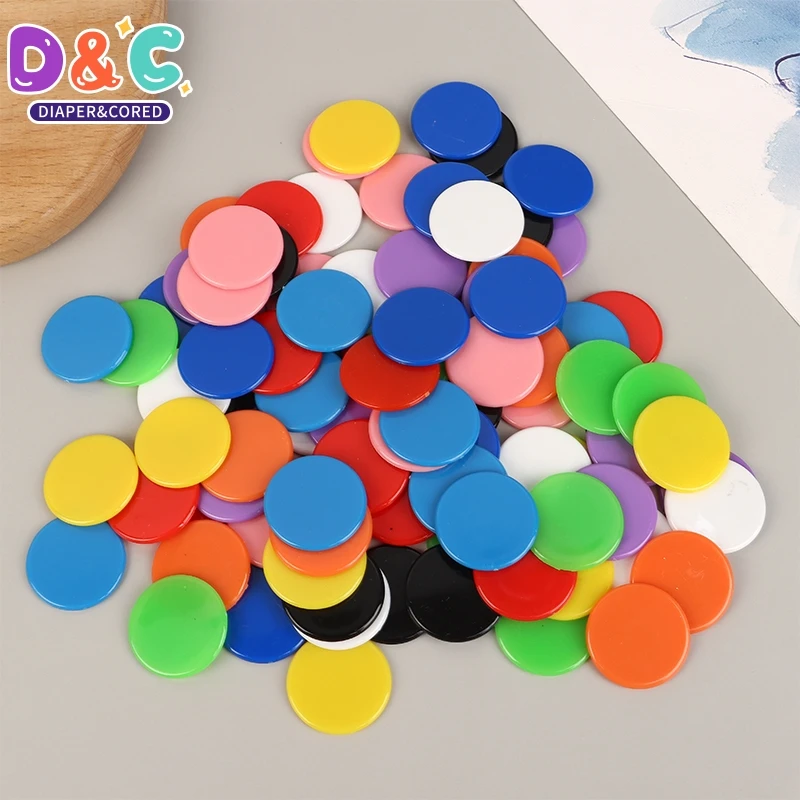 100Pcs 25MM Montessori Learning Education Math Toy Plastic Poker Chips Bingo Chip Markers Token Family Club Party Counting Toy