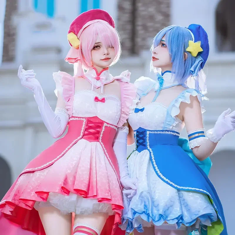 

Ram Rem Cosplay Re:zero Kara Hajimeru Isekai Seikatsu Cosplay Costumes Women Cute Dress With Hat Halloween Carnival Outfits Suit