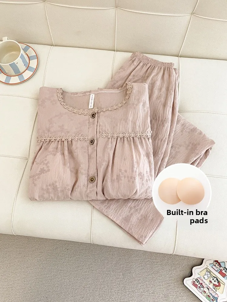 

Cloud Cotton Strap Sleepwear Women's Long Sleeve Home Clothes Set Spring Autumn Winter Soft Polyester Fabric Anti-Vacuum Design