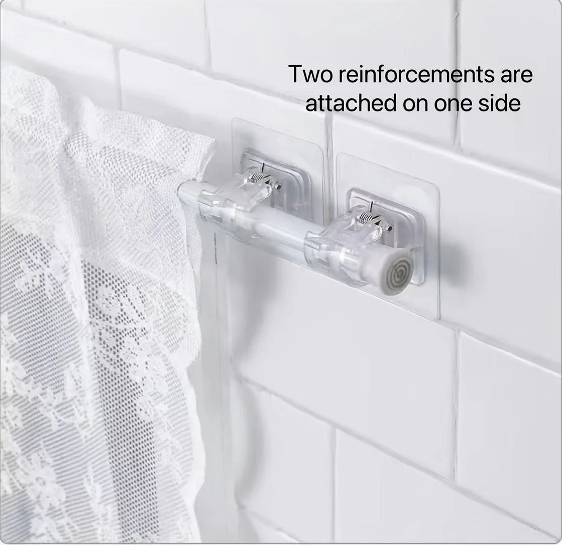 2er-Pack Bohrfreie Verstellbare Gardinenstange, Transparente Kunststoff-Duschstange mit Haken, Einfache Installation für Schlafzimmer Badezimmer Schrank – Detail 3