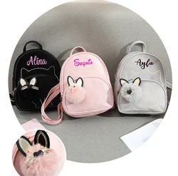 Personalized Embroidered Flannel Backpack Travel Bag Student Shopping Backpack Custom Any Name Short Plush Backpack Girls Gift