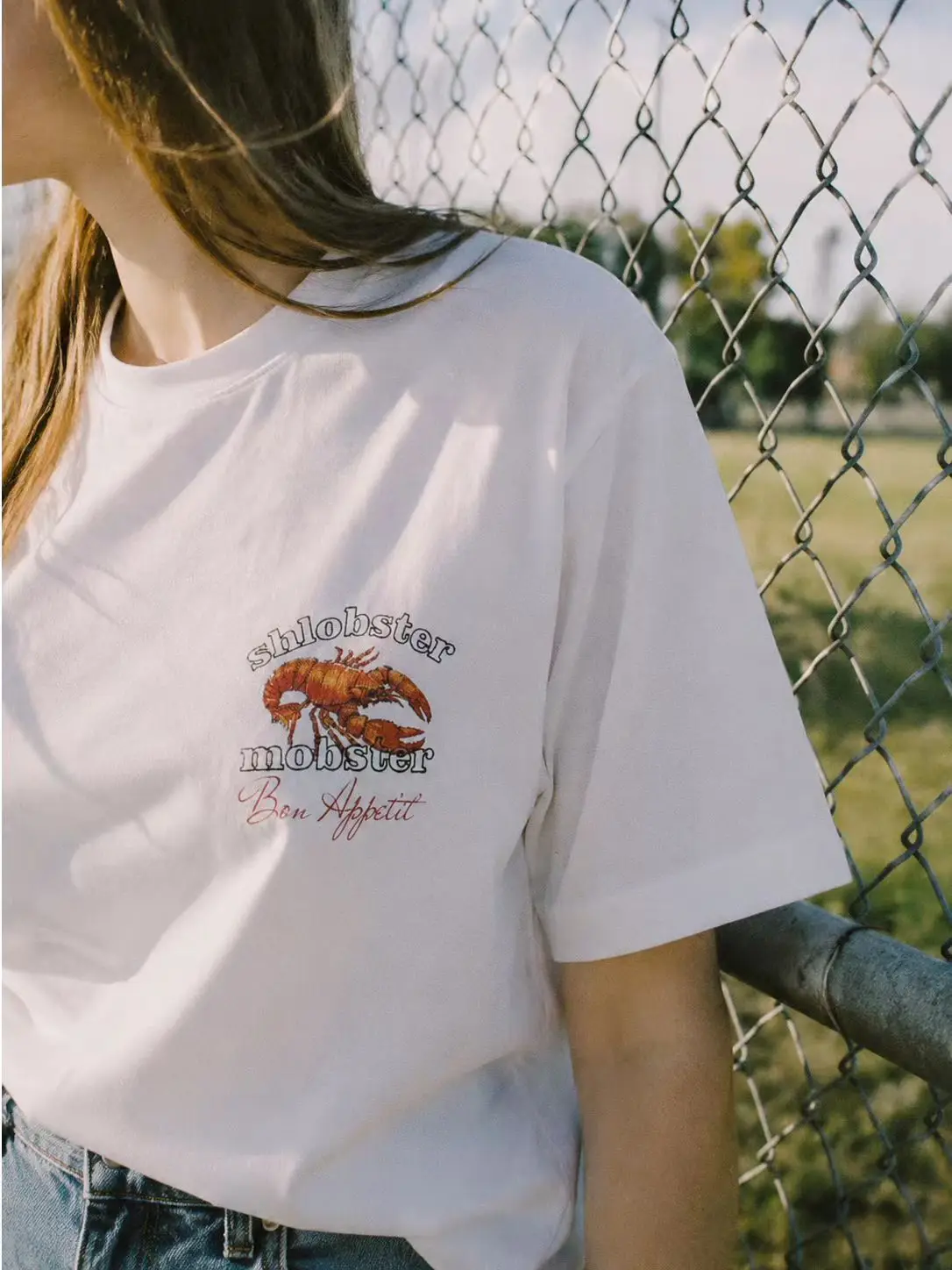 Funny Seafood Shlobster Letter Printing Beach Style Boho T-shirt New England Y2k Aesthetic Summer 100% Cotton Tshirts Female Top