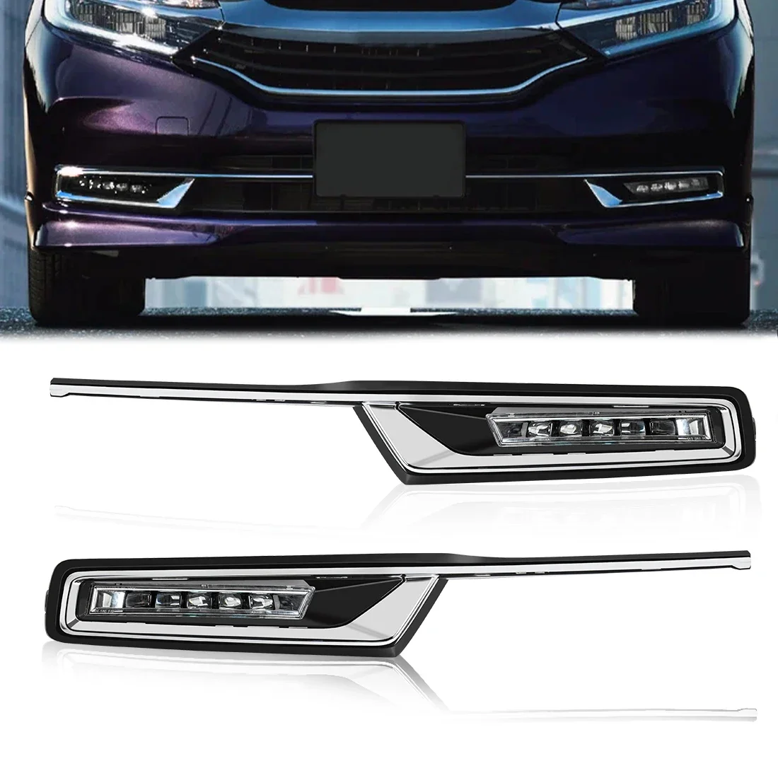 Car Led  For Honda Fit shuttle 2019 2020 2021 2022 2023 2024 Fog Lamps Daytime Running Lights Auto Front Bumper Car Accessories