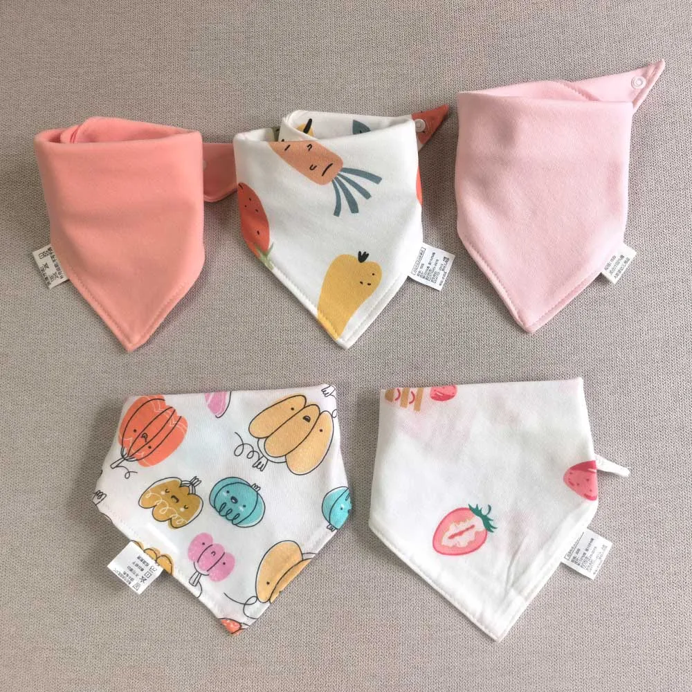 Baby Bibs 100% Cotton Saliva Towel Infant Feeding Bib 5Pieces Triangle Soft Newborn Bandana Bibs Bruping Cloth For Boys Girls