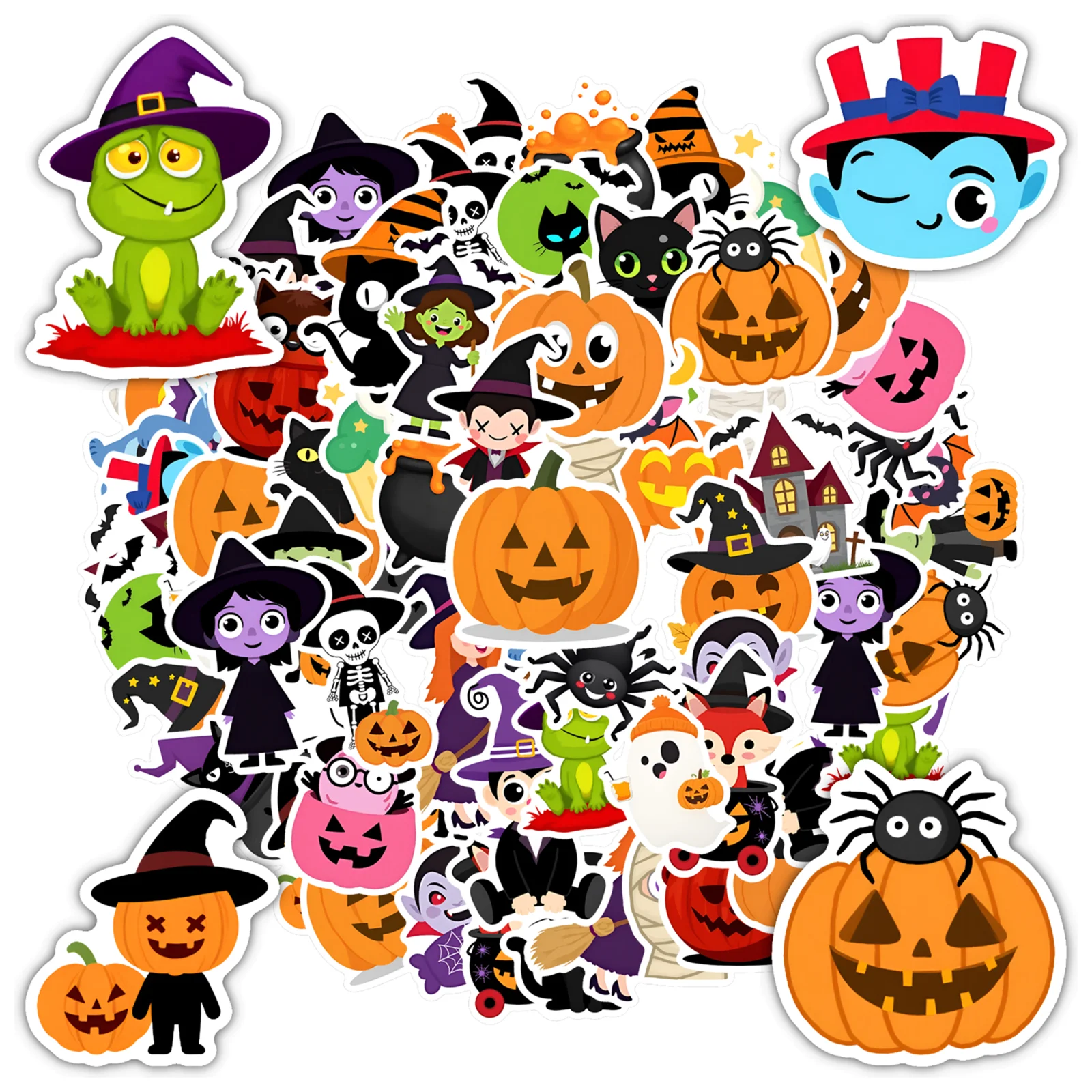 35pcs-50pcs Waterproof Halloween Stickers Kids Stickers Toy Witch Stickers Children Stickers for Luggage Notebooks
